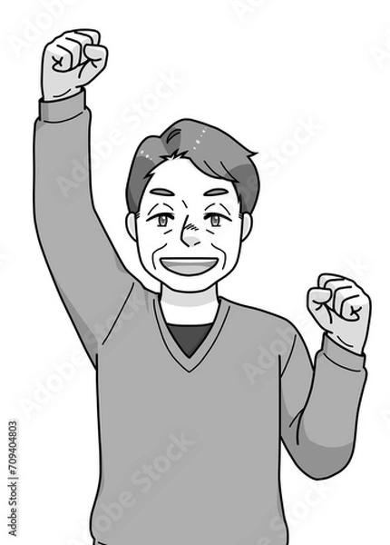 Obraz ガッツポーズのシニアの男性