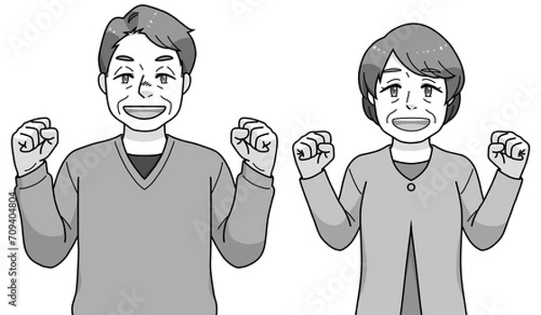 Obraz ガッツポーズのシニアの男女