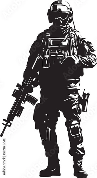 Fototapeta Tactical Triumph Monochrome Vector Logo for SWAT Police Operations Dynamic Defense Vector SWAT Police Insignia Unveiling Black Logo Design