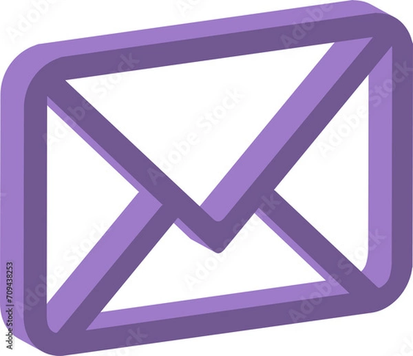 Fototapeta Email message box icon, purple tones 3d vector, message button, email
