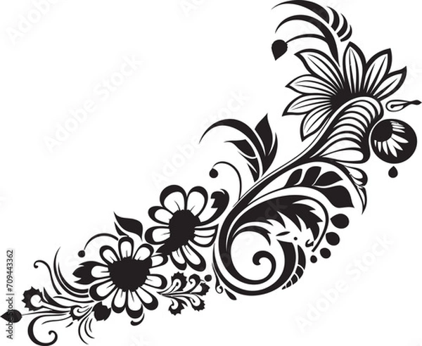 Fototapeta Artistry in Abundance Black Doodle Decorative Icon in Elegant Vector Playful Patterns Sleek Emblem with Monochrome Doodle Decorative Element