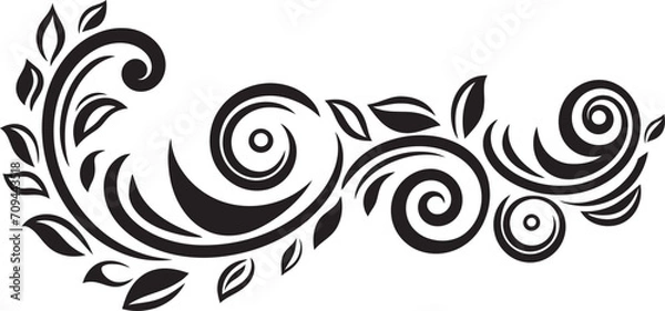 Fototapeta Chic Complexity Elegant Vector Logo with Doodle Decorations Whimsy in Waves Monochrome Decorative Element in Sleek Black
