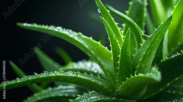 Fototapeta Aloe Vera, fresh leaf of Aloe Vera in farm garden with a natural background sun light and bokeh nature green