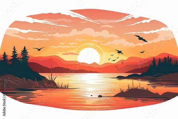 Fototapeta Tropical beach sunset with palm trees