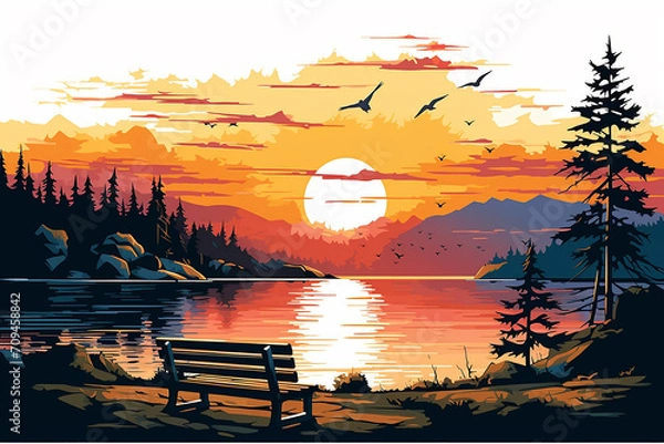 Obraz Tropical beach sunset with palm trees