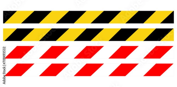 Fototapeta Yellow and black. 2nd Red and White barricade tape. vector Isolated
