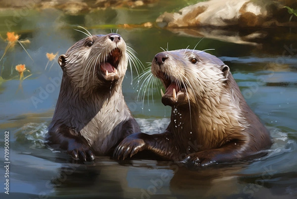 Fototapeta otter in the river