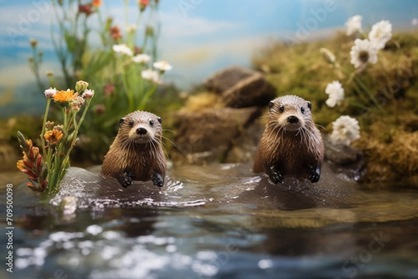 Fototapeta otter in the river