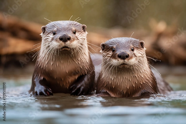 Obraz otter in the river