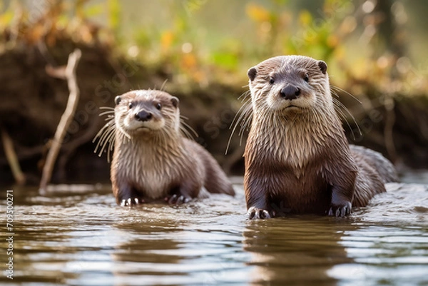 Fototapeta otter in the river
