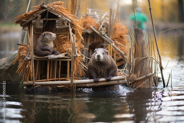 Fototapeta otter in the river