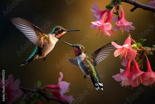 Obraz hummingbird and flower
