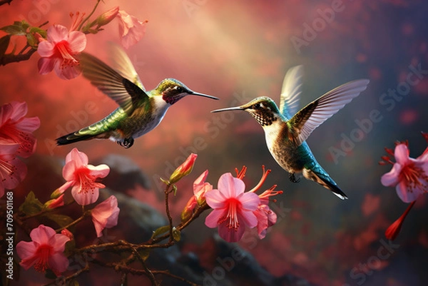 Obraz hummingbird and flower