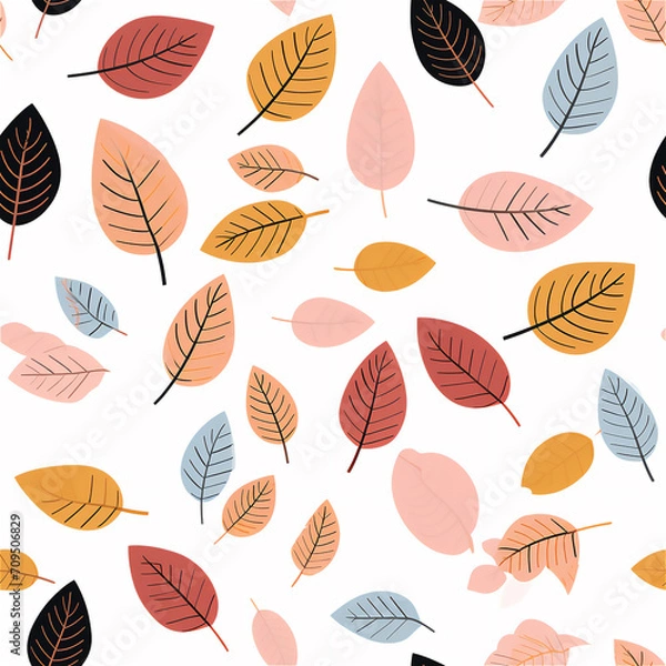 Fototapeta Seamless pattern : Colorful Leaf Collage Pattern
