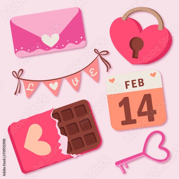 Obraz Vector happy valentine's day element collection.