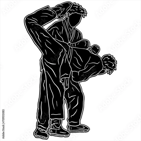 Fototapeta pencak silat silhouette pose vector