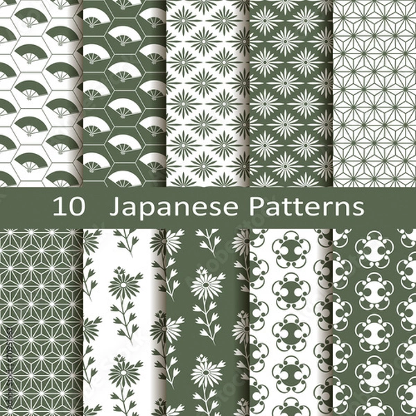 Fototapeta set of ten Japanese patterns