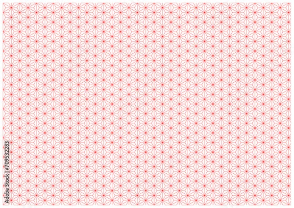 Fototapeta 麻の葉　文様　模様　和風　伝統　赤　レッド　背景