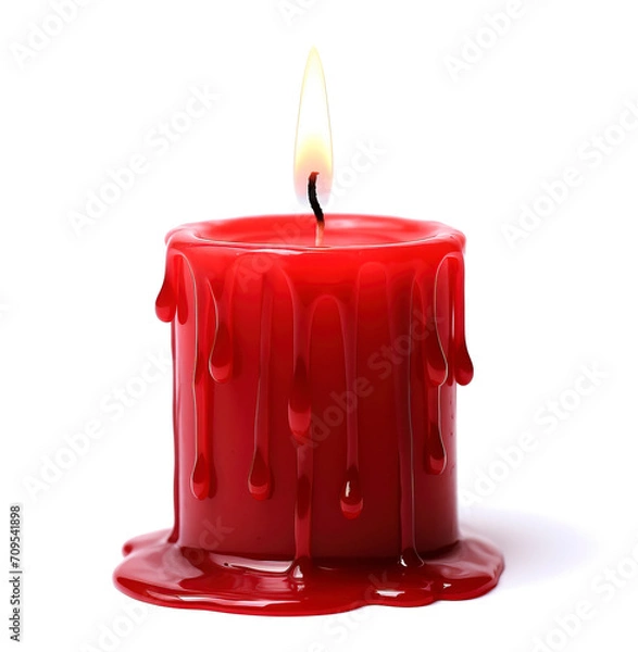 Fototapeta Red candle isolated on transparent background. PNG