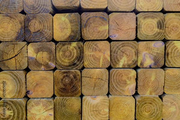 Fototapeta stacked 4x4 wood fence posts