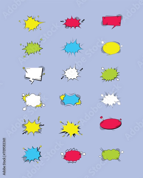 Fototapeta Unique Speech Bubble Comic Style Design Set