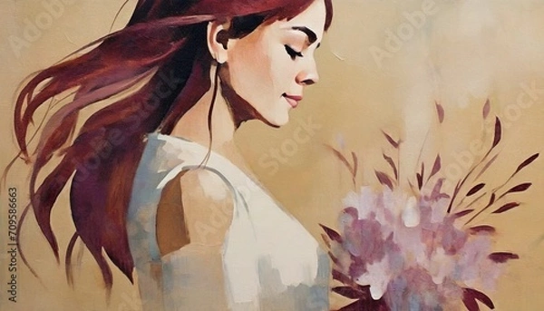 Fototapeta ロングヘアの美しい女性のイラスト