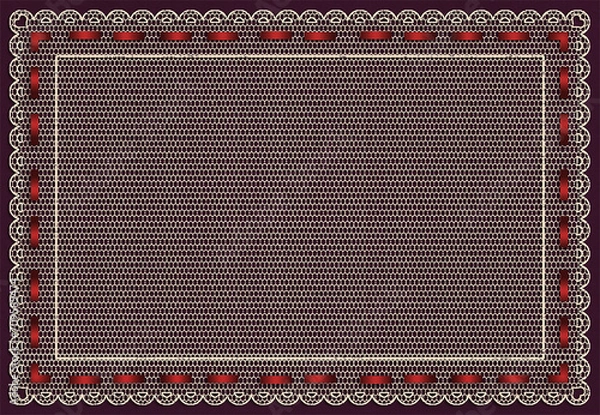 Obraz バレンタインカード｜レース｜リボンの縁取り