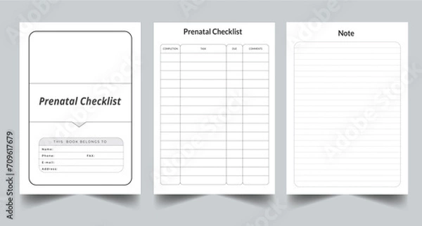 Obraz Editable Prenatal Checklist Planner Kdp Interior printable template Design.