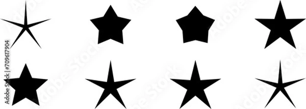 Fototapeta Simple star vector shapes, starburst silhouette traditional stars, clip art illsutration set, isolated