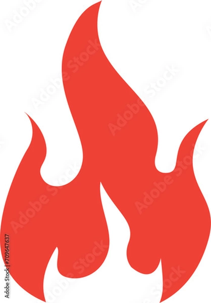 Obraz red fire flame icon in flat style
