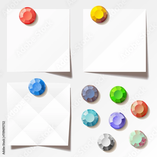 Obraz Whiter notes with magnets. Vector illustration