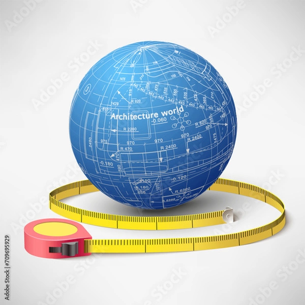 Obraz Architectural sphere with a measuring tape