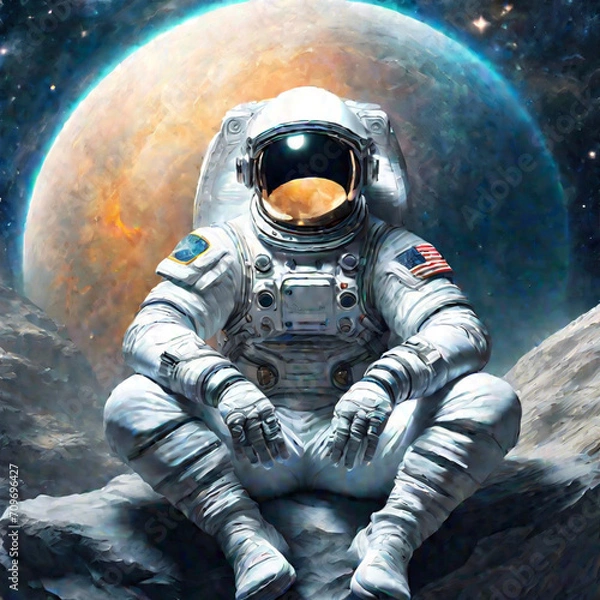 Fototapeta Astronaut Sitting Resting
