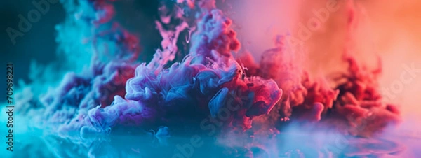 Fototapeta Abstract background, colorful clumped smoke, fantasy, blur.