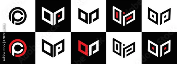 Obraz CP logo. C P design. White CP letter. CP, C P letter logo design. Initial letter CP linked circle uppercase monogram logo. C P letter logo vector design. CP letter logo design five style.	
