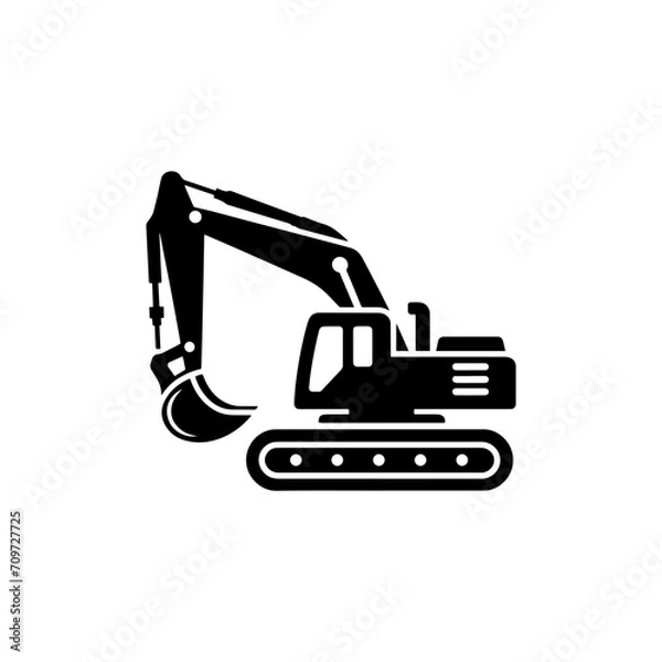 Fototapeta Simple Excavator Logo Flat Black Vector 