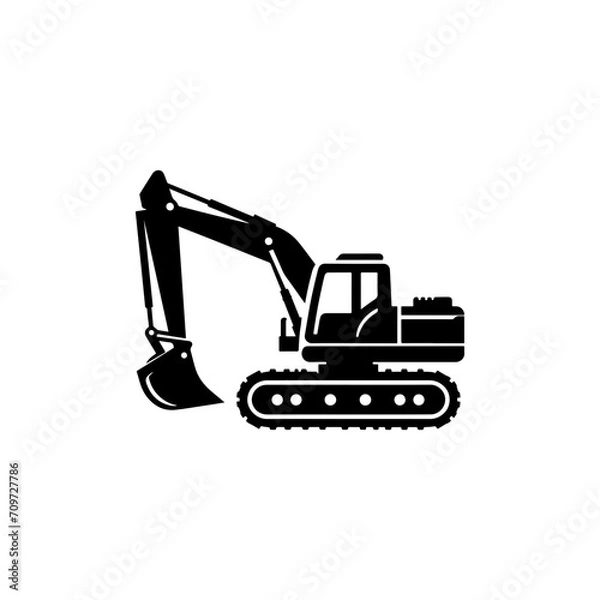 Obraz Simple Excavator Logo Flat Black Vector 