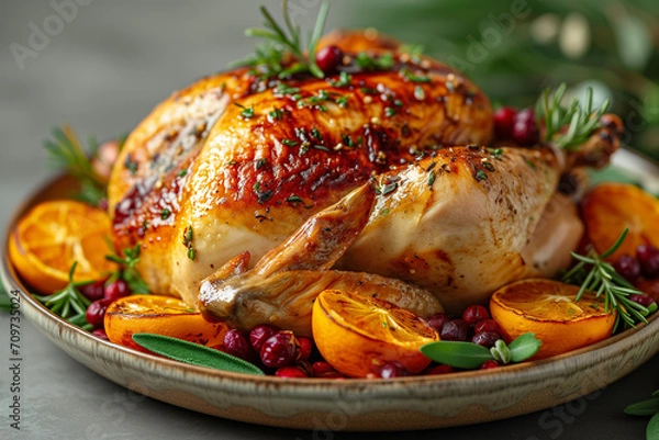 Obraz roasted turkey with vegetables