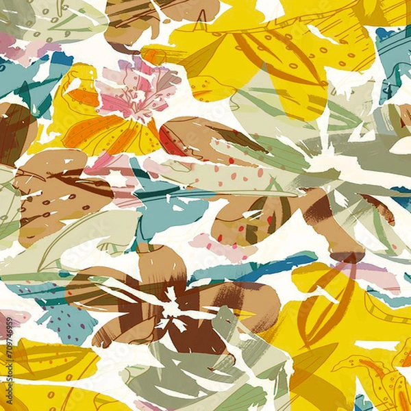 Fototapeta pattern with flowers square art design