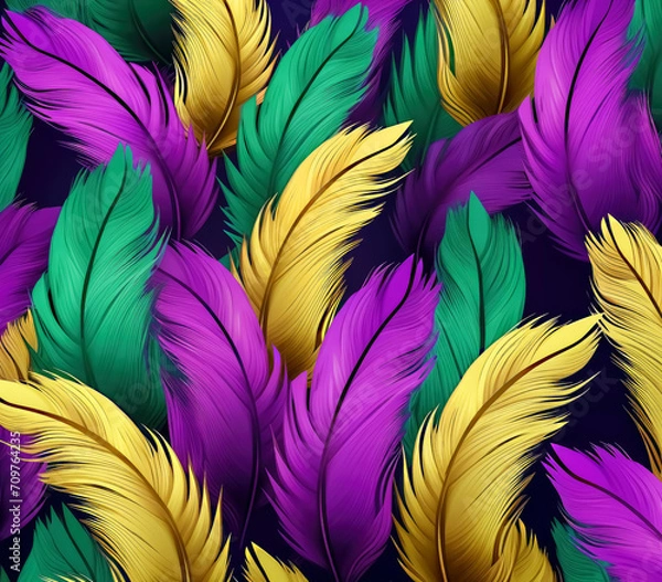 Fototapeta Abstract Mardi Gras Feathers Pattern Background
