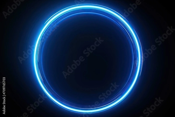 Obraz Luminous cosmic portal. Enchanting visual of glowing blue circular effect creating captivating and futuristic design perfect for science and technology themed concepts
