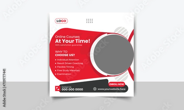 Obraz Modern social media post ads banner design template for online english language learning course facebook, instagram, ielts marketing advertisement 