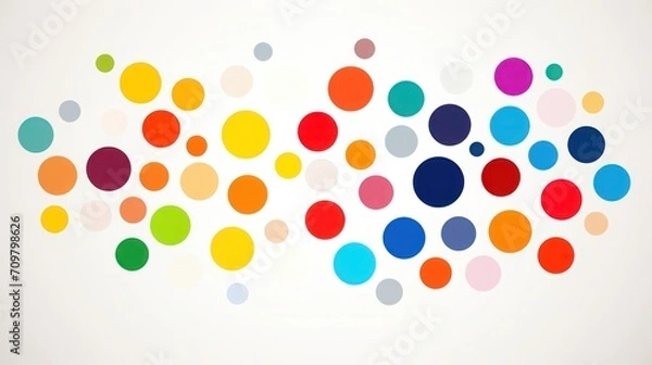 Fototapeta Rainbow Spectrum Polka Dot Backdrop on White Background.