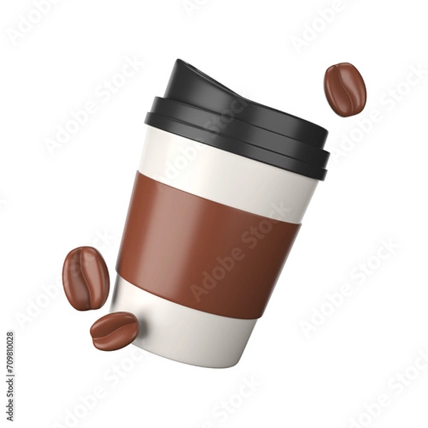 Fototapeta 3d icon Cafe Illustration symbol Coffee Cup isolated background element