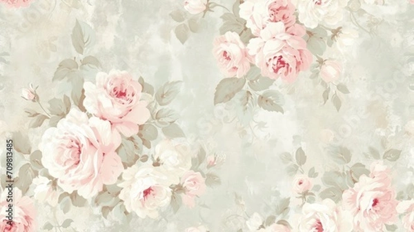 Fototapeta Victorian Romance. Shabby Chic Wallpaper with Pastel and Romantic Tones, Featuring a Solid Pattern for an Elegant and Timeless Aesthetic.