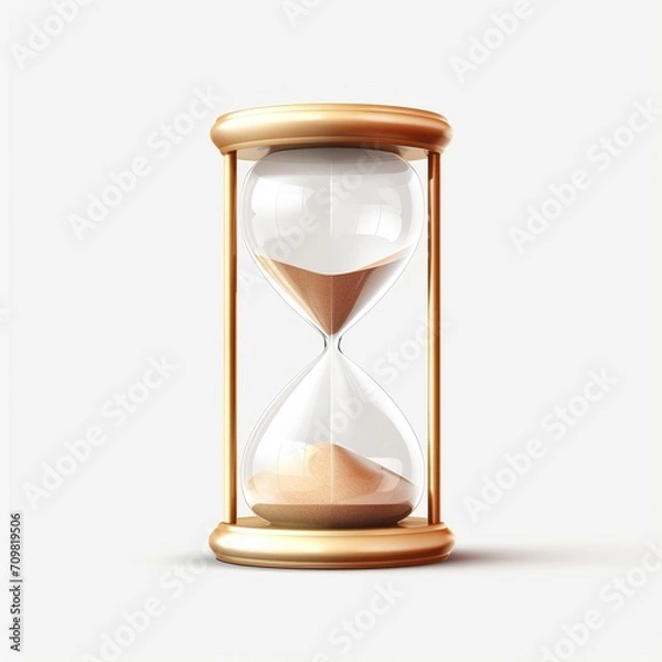 Fototapeta Transparent sand clock on white background