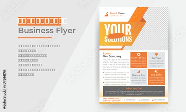 Fototapeta Electrical Service flyer template design. For print marketing, electrical team leaflet design.