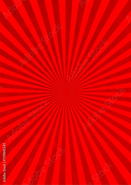 Fototapeta 水彩風の和風な集中線　サンバースト　赤　背景　縦　縦長  バナー