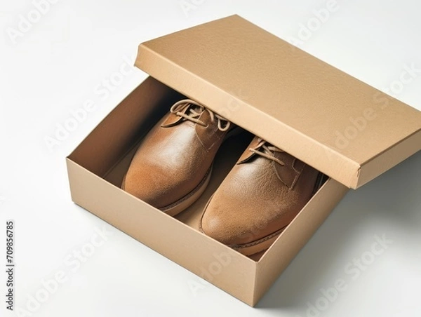 Fototapeta Empty shoes box opened, on the white background..