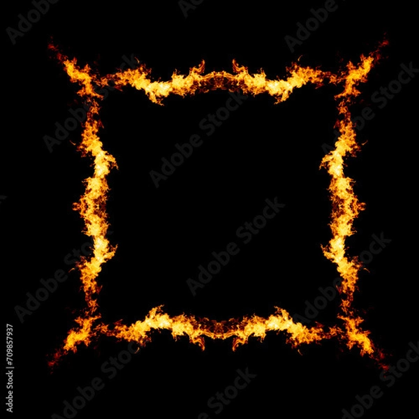 Obraz Fire frame, flame isolated on black 